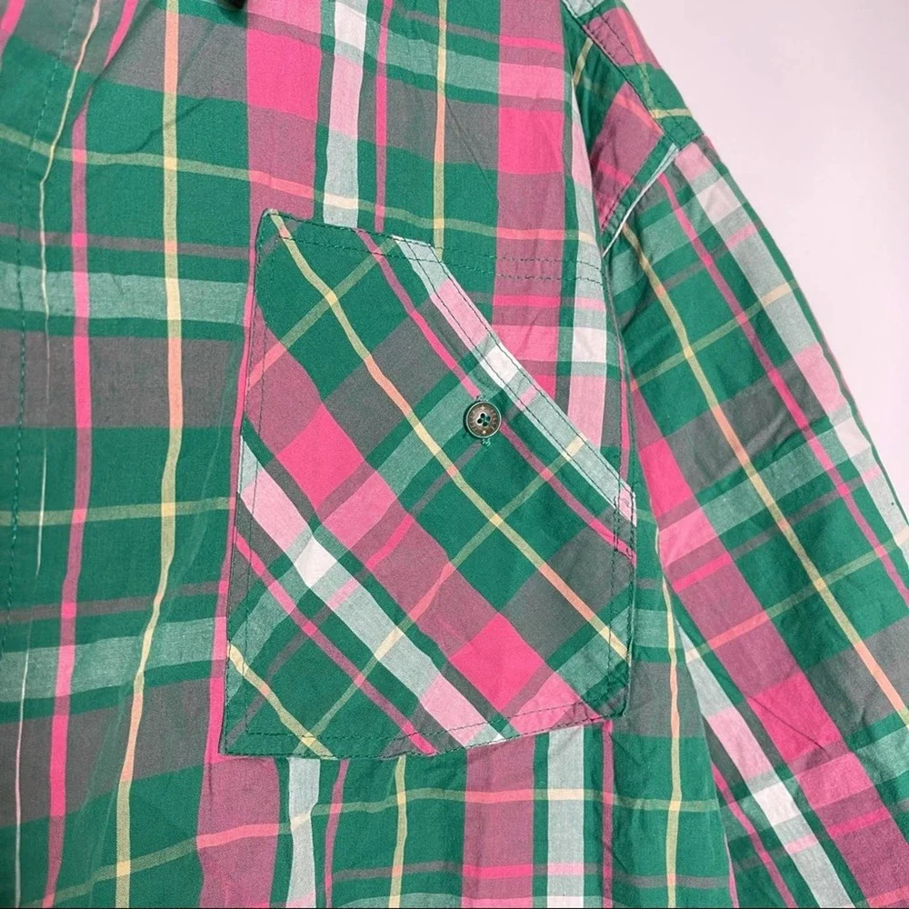 Vintage Pelle Pelle, Men’s Green and Pink Short Sleeve Button Shirt, 5X - Picture 5 of 10